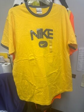 Nike Yellow Short Sleeve Logo Tee with Black Trim